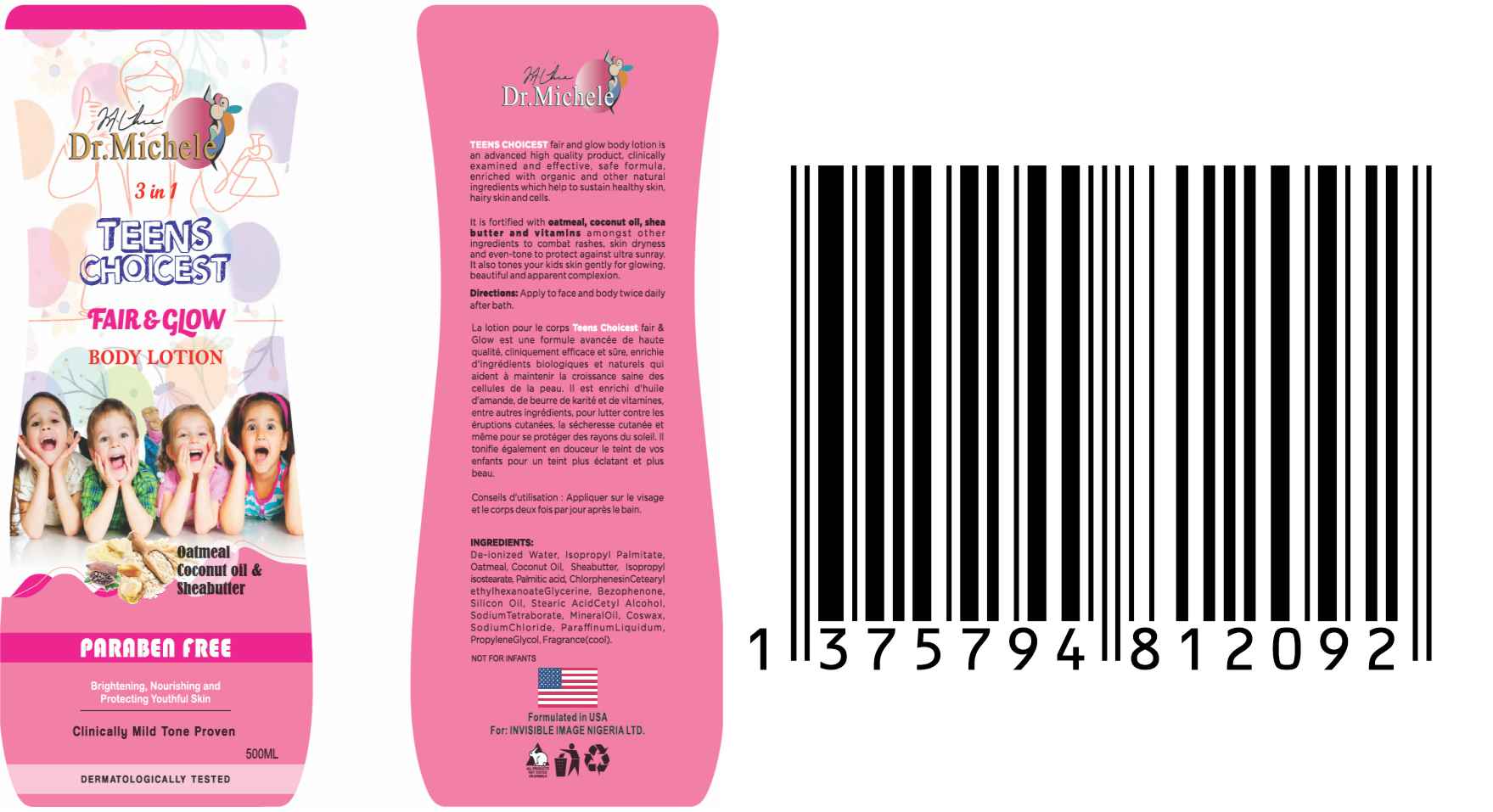 Dr Michele 3 in 1 Teens Choicest Body Lotion - Product Image
